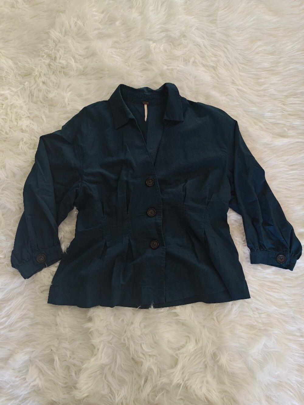 Free People Dark Green Button Up, Size Medium